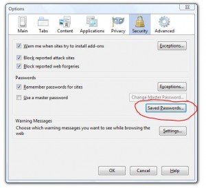 firefox clear password